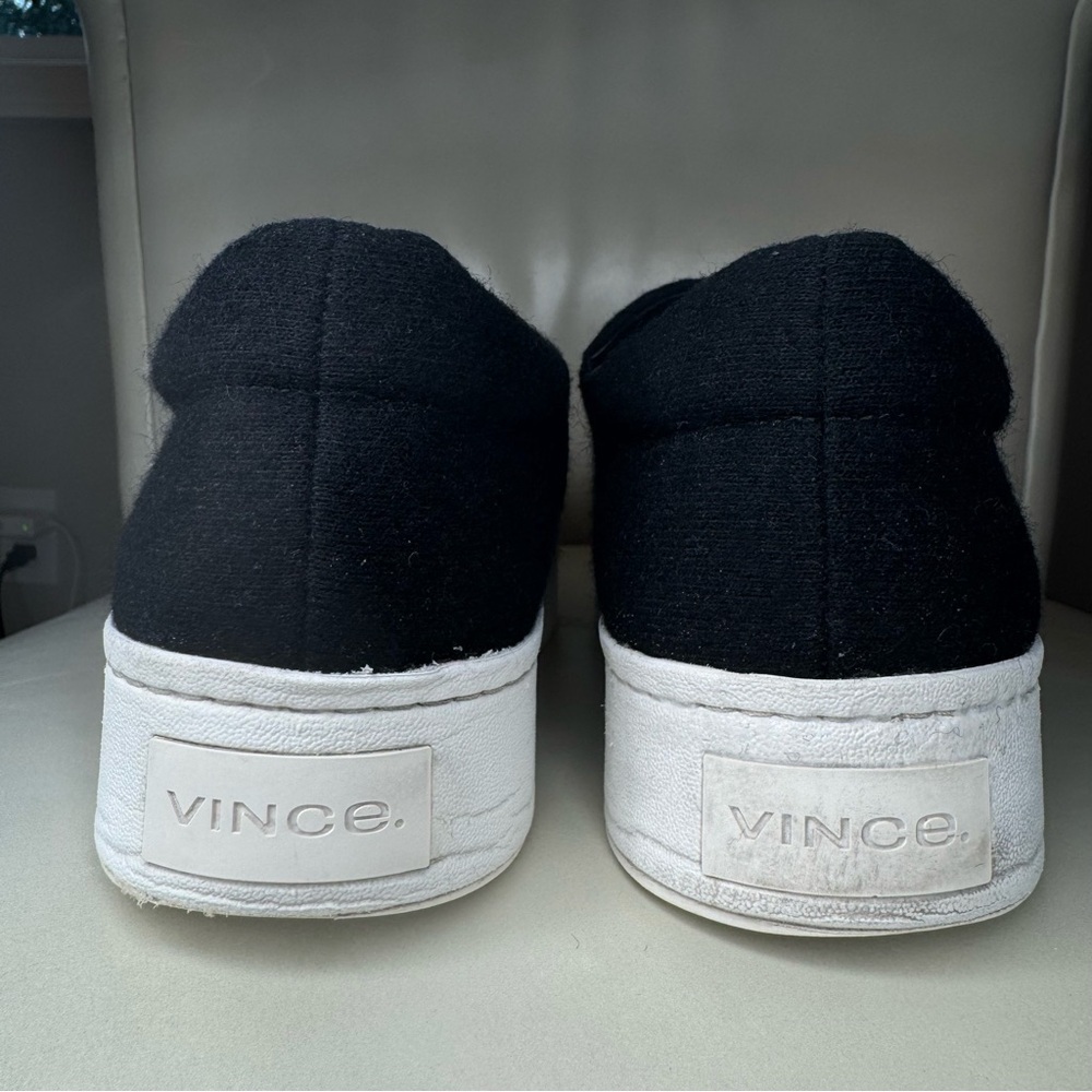 VINCE Warren Wool Flannel Black Slip-On Platform Sneakers Size US 11 (EUR 41) - Picture 7 of 15